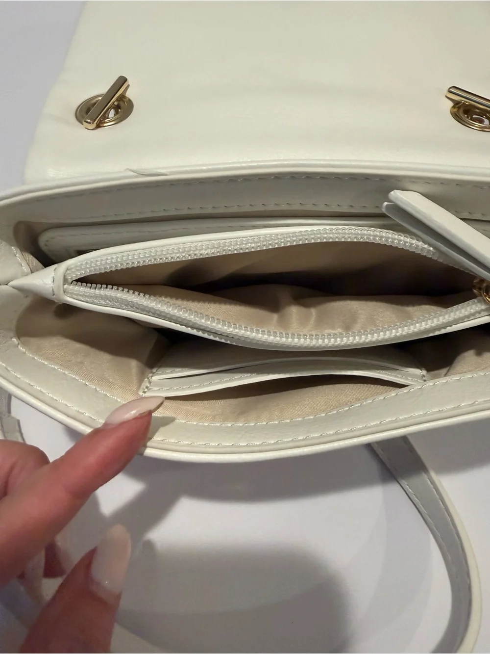 New INC Elegant White Pearl-Handle Vegan Crossbody Bag